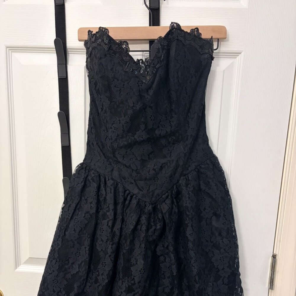 Vintage Gunne Sax Black Strapless Dress